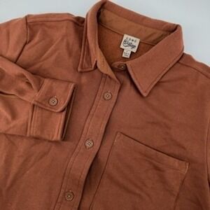 Como Vintage Womens Brown Fleece Lined Button Down Shacket Large